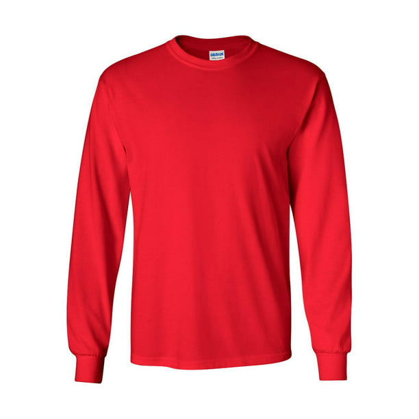 Gildan Mens G240 Ultra Cotton Long Sleeve T-Shirt Red